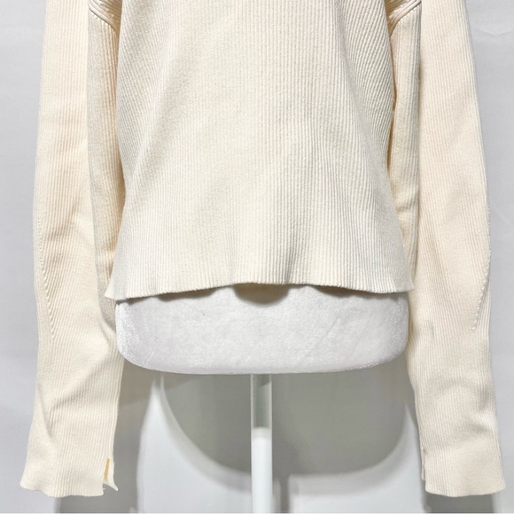 & Other Stories Rib Knit Slit Sleeve Round Neck Sweater Off White Size Large - Picture 5 of 16